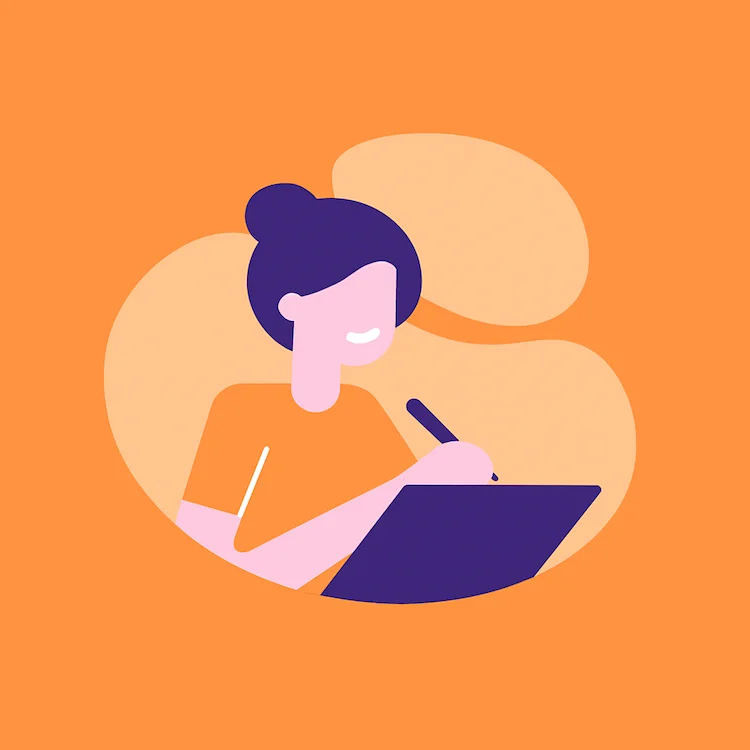 Jeune femme dessinant sur une tablette. Illustration pour les logos et les impressions (points) -Simplcom L'agence